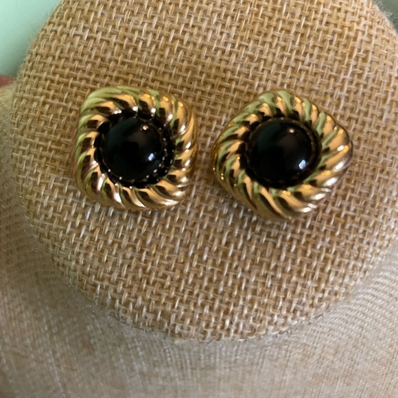 Gold and Black Women's Earrings - Picture 1 of 5